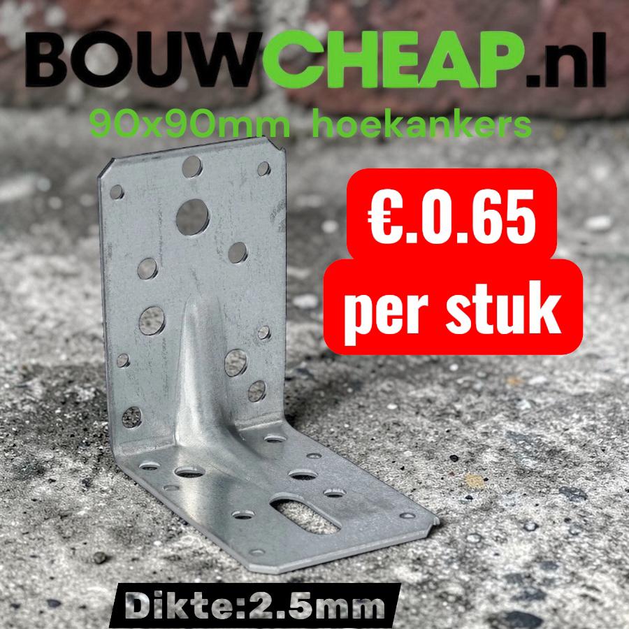 Stalen hoekankers met ril 90x90mm dik:2.5mm