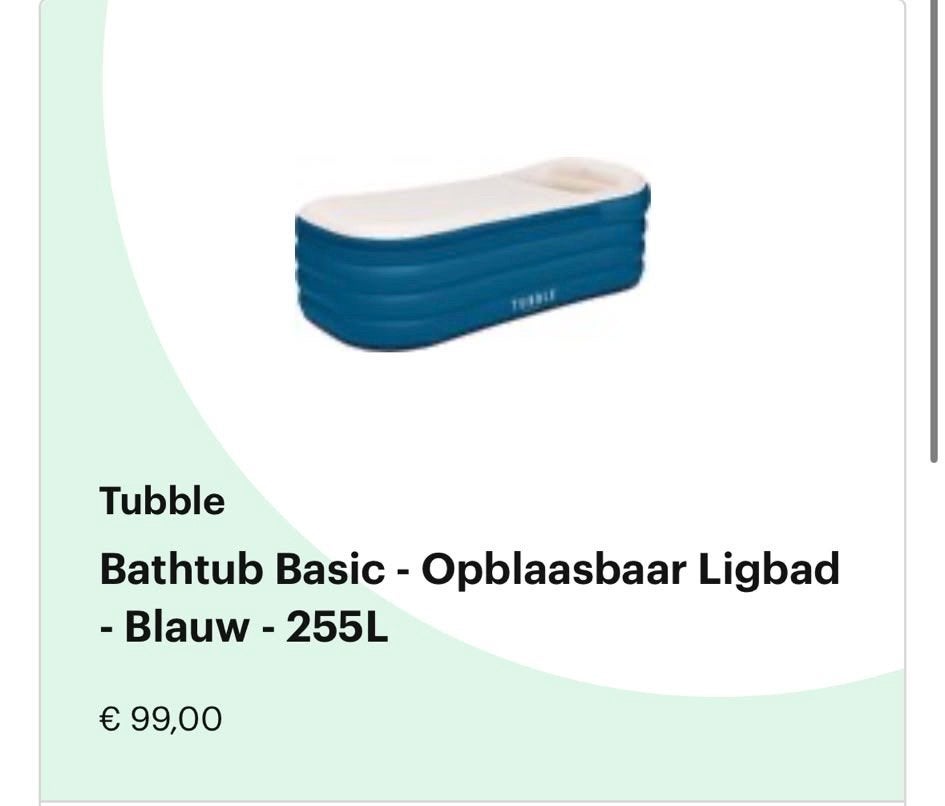 Tubble Opblaasbaar Ligbad - Lichtblauw - 255L, Ophalen, Gebruikt