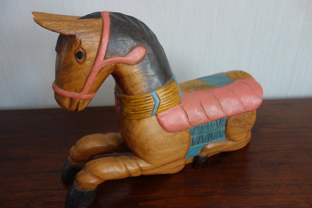 Beeld paard houten uitvoering, Ophalen of Verzenden, Zo goed als nieuw, Dier