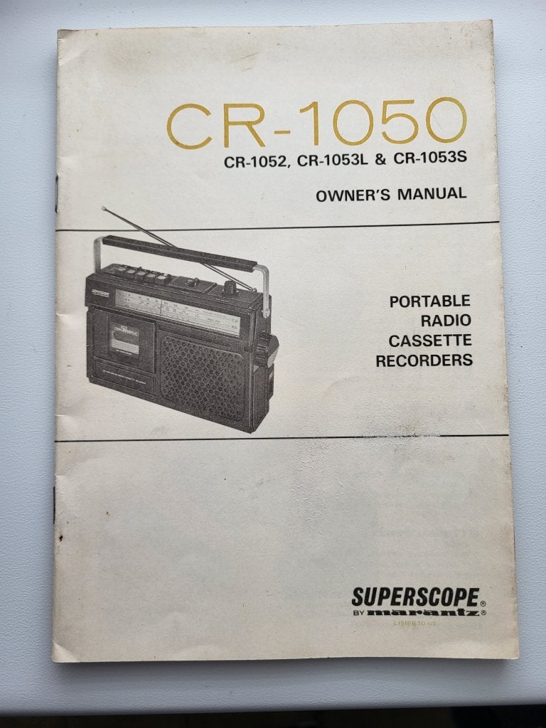 CR-1050 radio cassette recorder owner's manual, Ophalen of Verzenden, Zo goed als nieuw