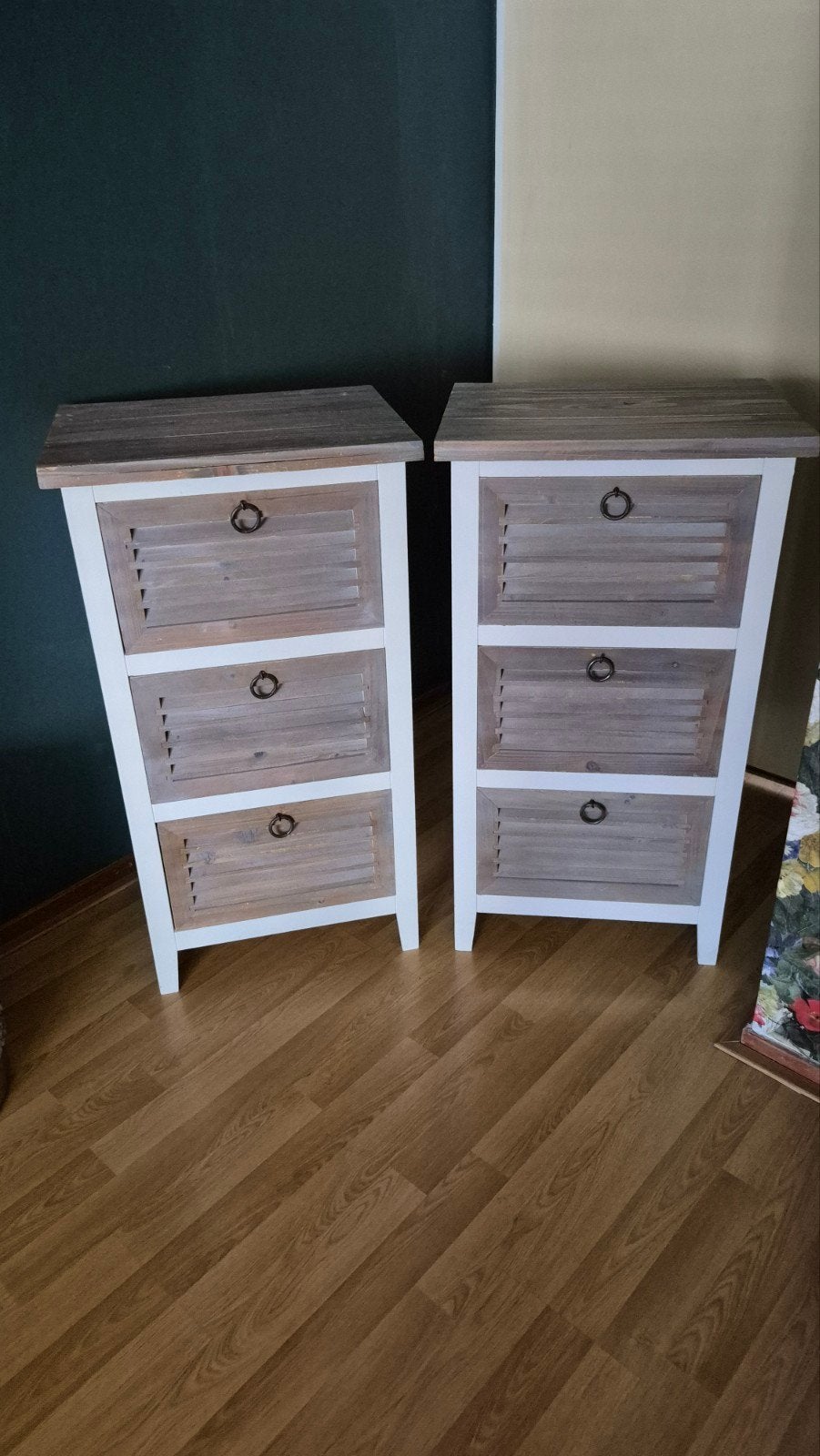 2 Xenos ladekast Louvre met drie laden wit met bruin hout, Huis en Inrichting, Ophalen, Gebruikt, 50 tot 100 cm, 3 of 4 laden