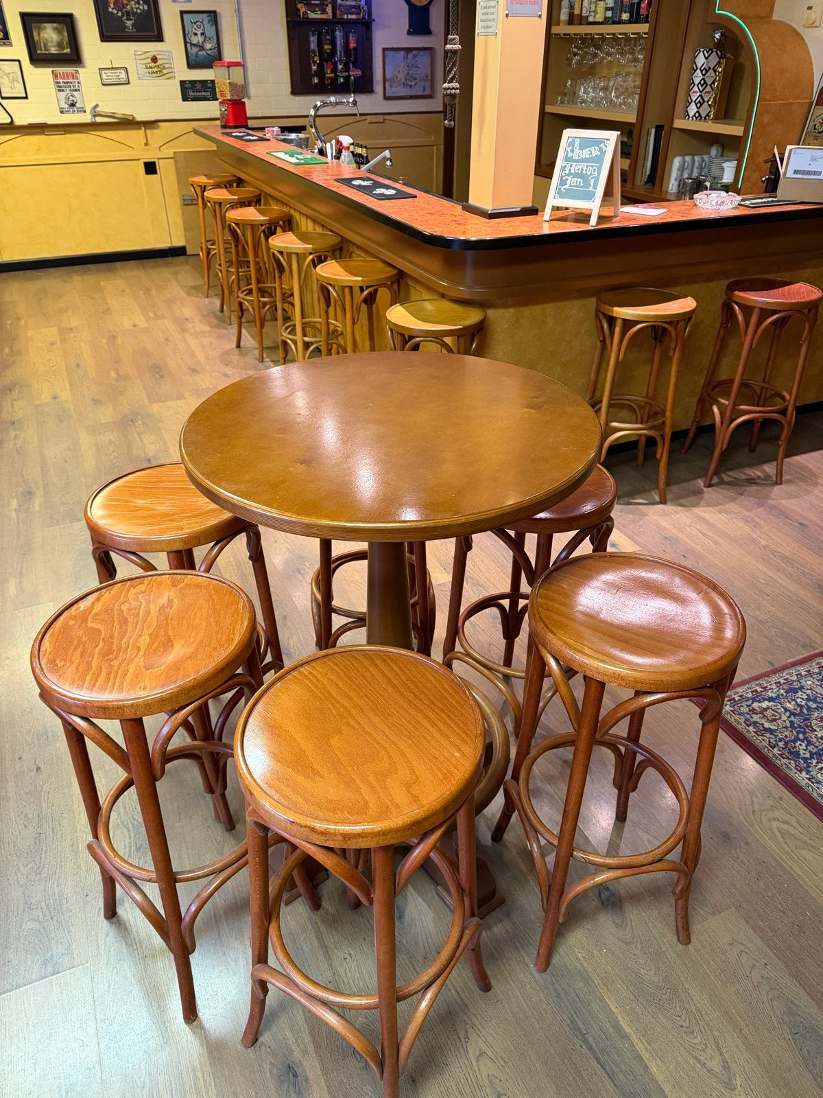Statafel Amsterdam met Thonet krukken (2 tafels, 14 krukken), Ophalen, Gebruikt