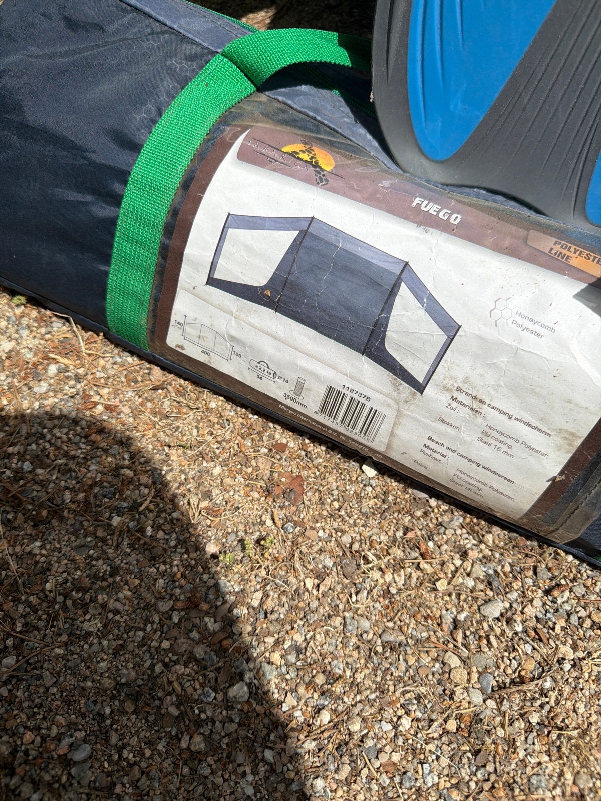 Gebruikt windscherm 1.40x4.00m met draagtas en zijramen, Ophalen of Verzenden, Gebruikt