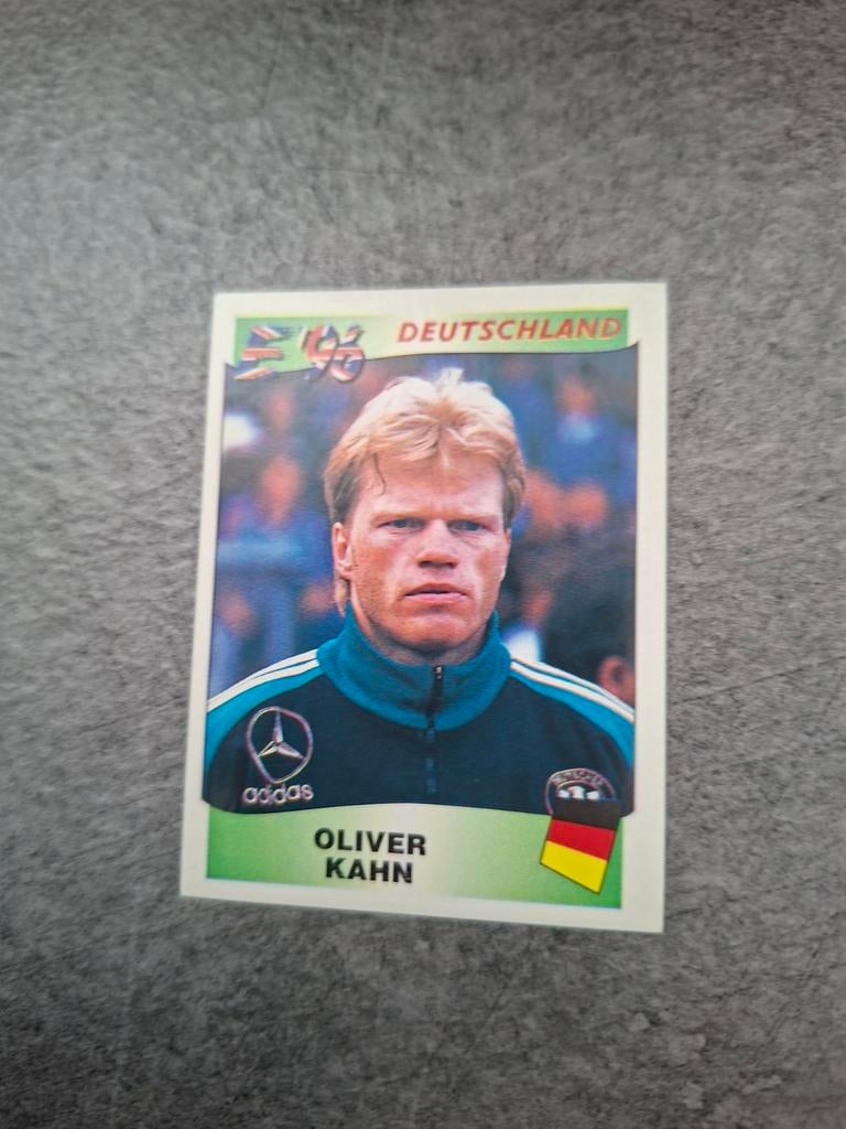 Panini sticker Euro 96 England. Keeper Oliver Kahn Duitsland, Verzenden, Zo goed als nieuw, Sticker