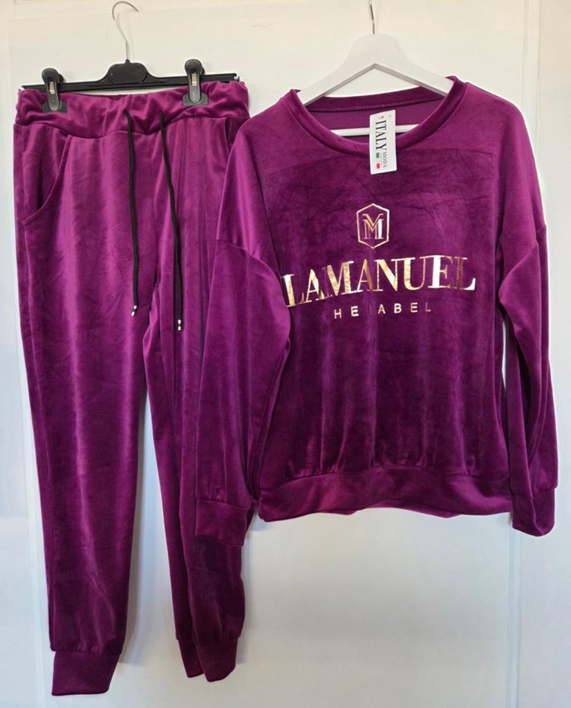 Fluwelen Trainingspak Lamaneul print- Paars, Kleding | Dames, New Collection, Ophalen of Verzenden, Nieuw, Paars
