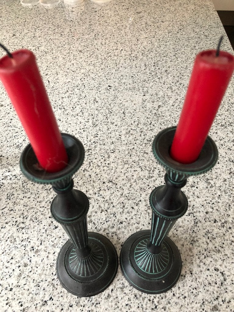klassieke zuilvormige kandelaars, Ophalen, Overige materialen, Gebruikt, 26 cm