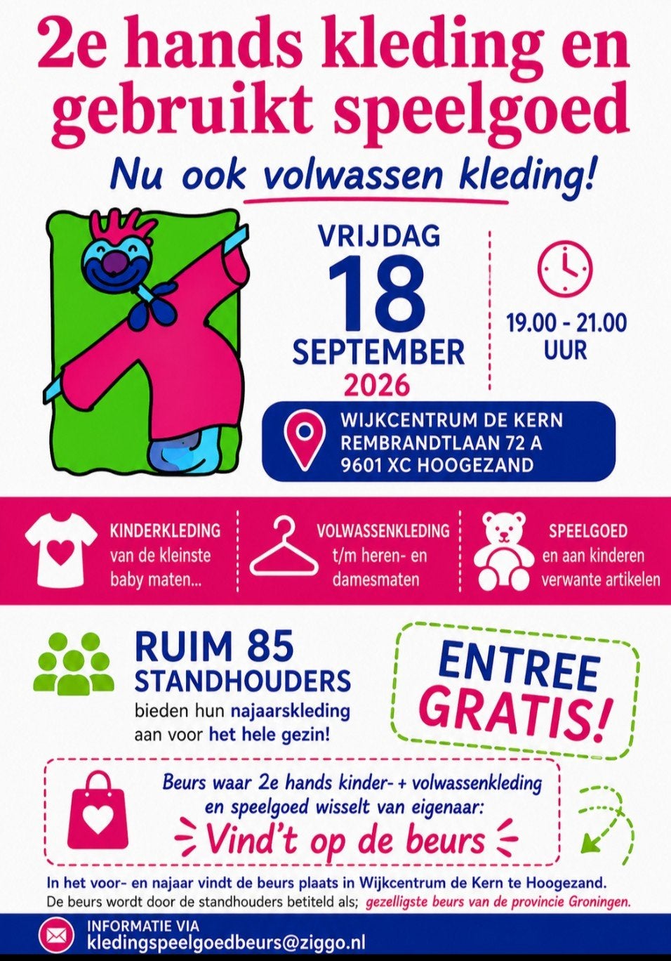 2e hands kleding- en speelgoedbeurs Hoogezand Gratis entree