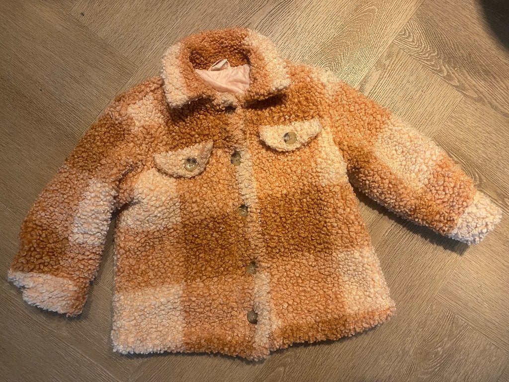 Teddy meisjes jas / winterjas 98 104, Ophalen, Meisje, Zo goed als nieuw, Hema