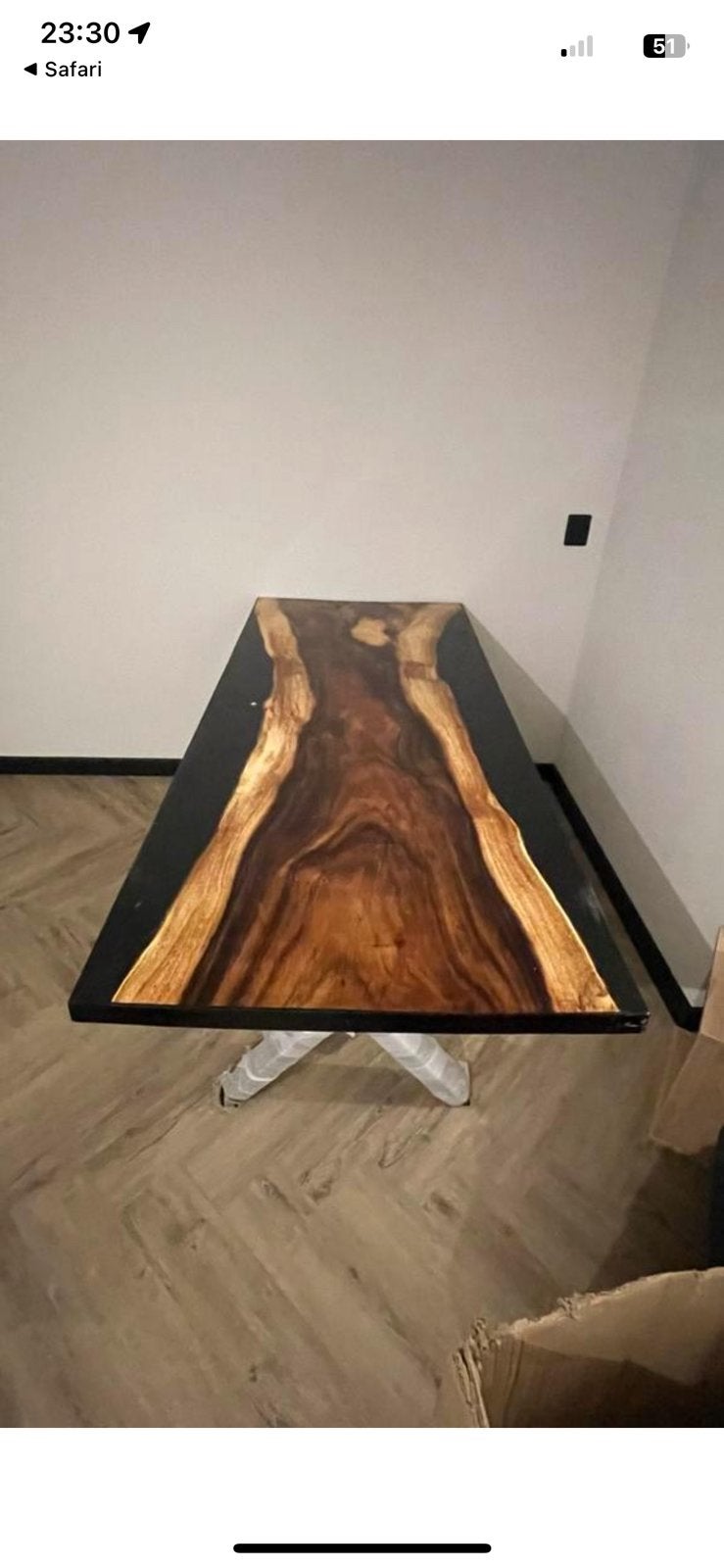 Prachtig epoxy houten tafelblad met X-poten (181x76cm), Ophalen, Gebruikt, 50 tot 100 cm, 150 tot 200 cm