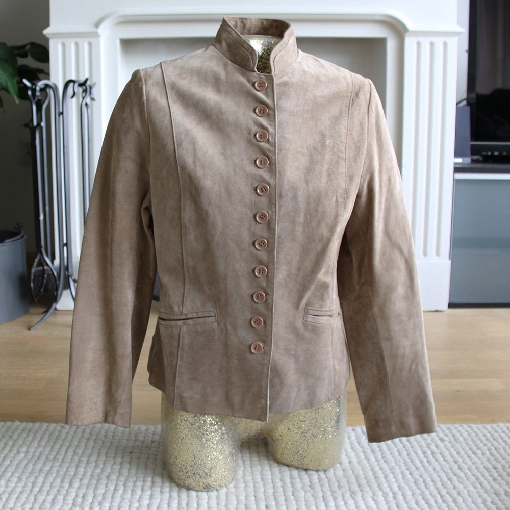 Super Mooi Suede Jasje (Maat 40) € 45,-, Maat 38/40 (M), Bruin, Ophalen of Verzenden, Zo goed als nieuw