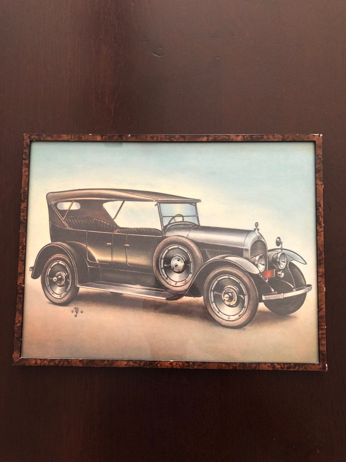 Vintage print van een Ferris auto uit 1921, ingelijst, Antiek en Kunst, Kunst | Schilderijen | Klassiek, Ophalen of Verzenden