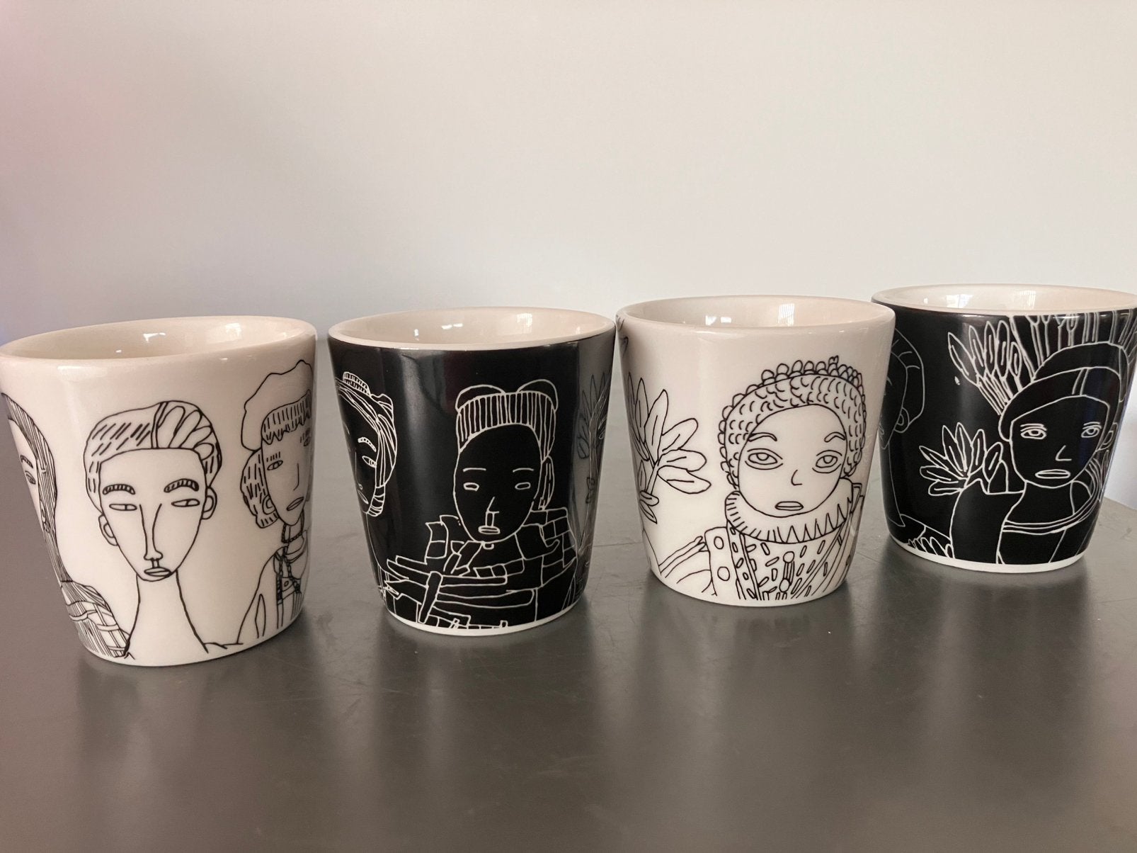 4 Ristretto kopjes Michel de la Porte, Ophalen of Verzenden, Zo goed als nieuw, Overige stijlen, Kop(pen) en/of Schotel(s)