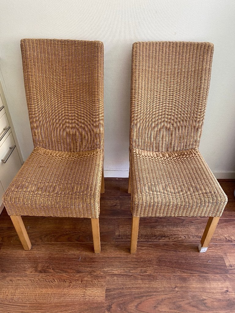 Twee rieten stoelen, Ophalen, Gebruikt, Twee, Bruin