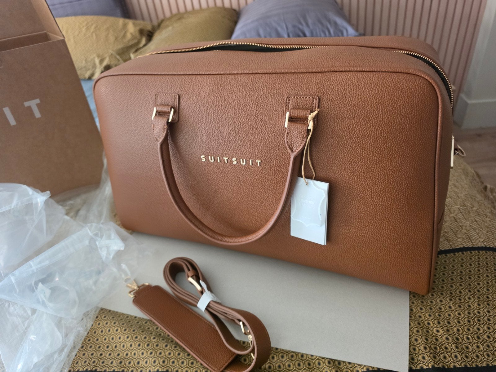 SUITSUIT weekender - Cognac Bruin- NIEUW, Sieraden, Tassen en Uiterlijk, Ophalen, 40 tot 60 cm, 20 tot 30 cm, Bruin