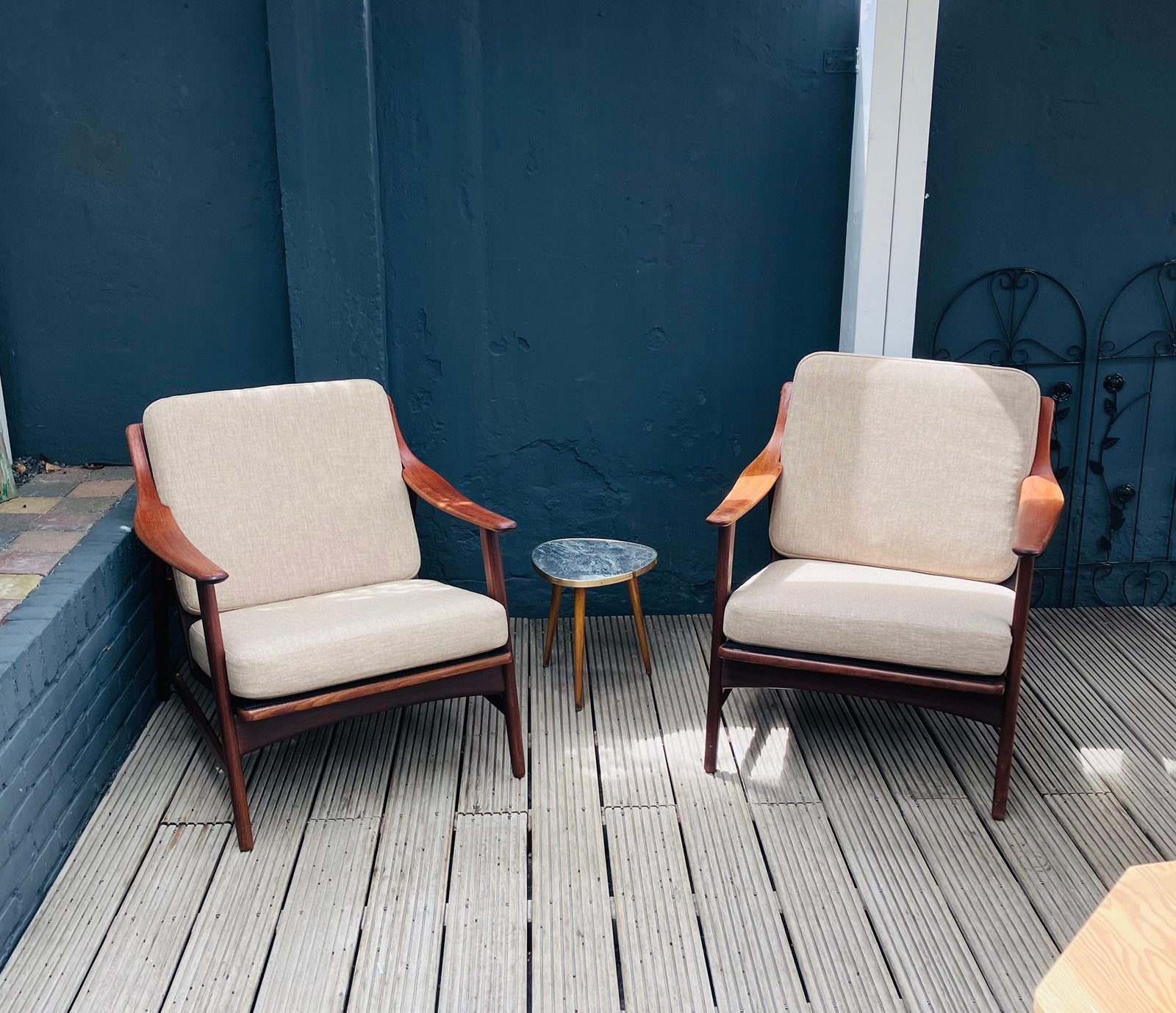 Set van Twee Deens design Fauteuils, Ophalen, Minder dan 75 cm, Vintage, Zo goed als nieuw