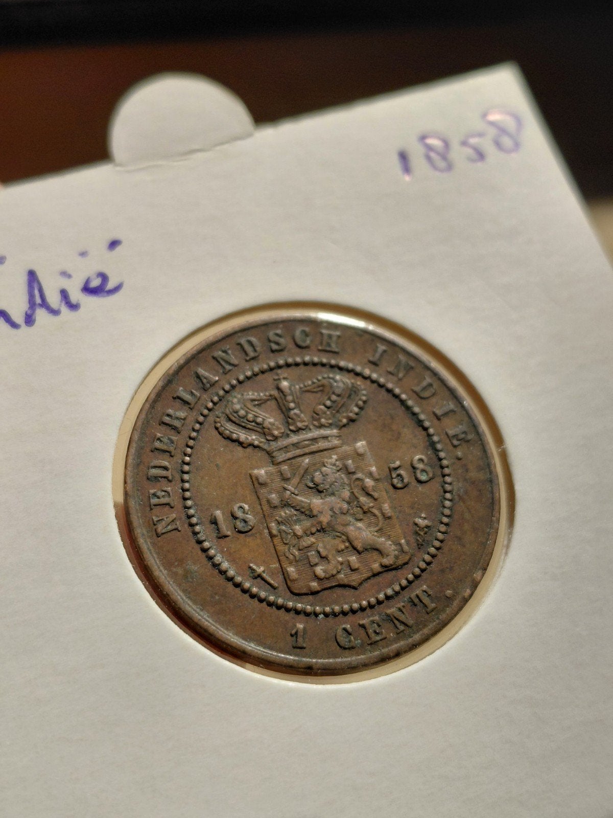 Nederlandsch Indië 1 Cent 1858, Ophalen of Verzenden, Koning Willem III, 1 cent, Losse munt