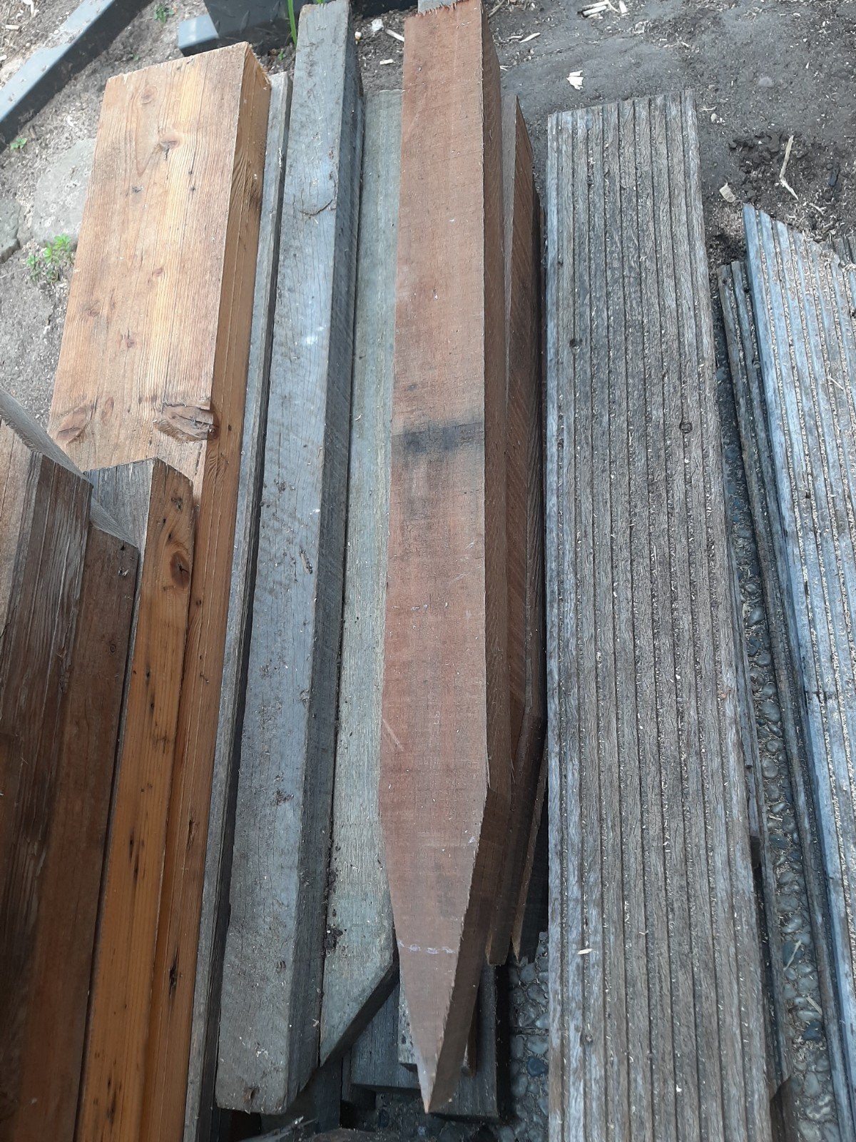 Hardhout partijtje palen en planken, Tuin en Terras, Ophalen, Gebruikt, Palen, Hardhout