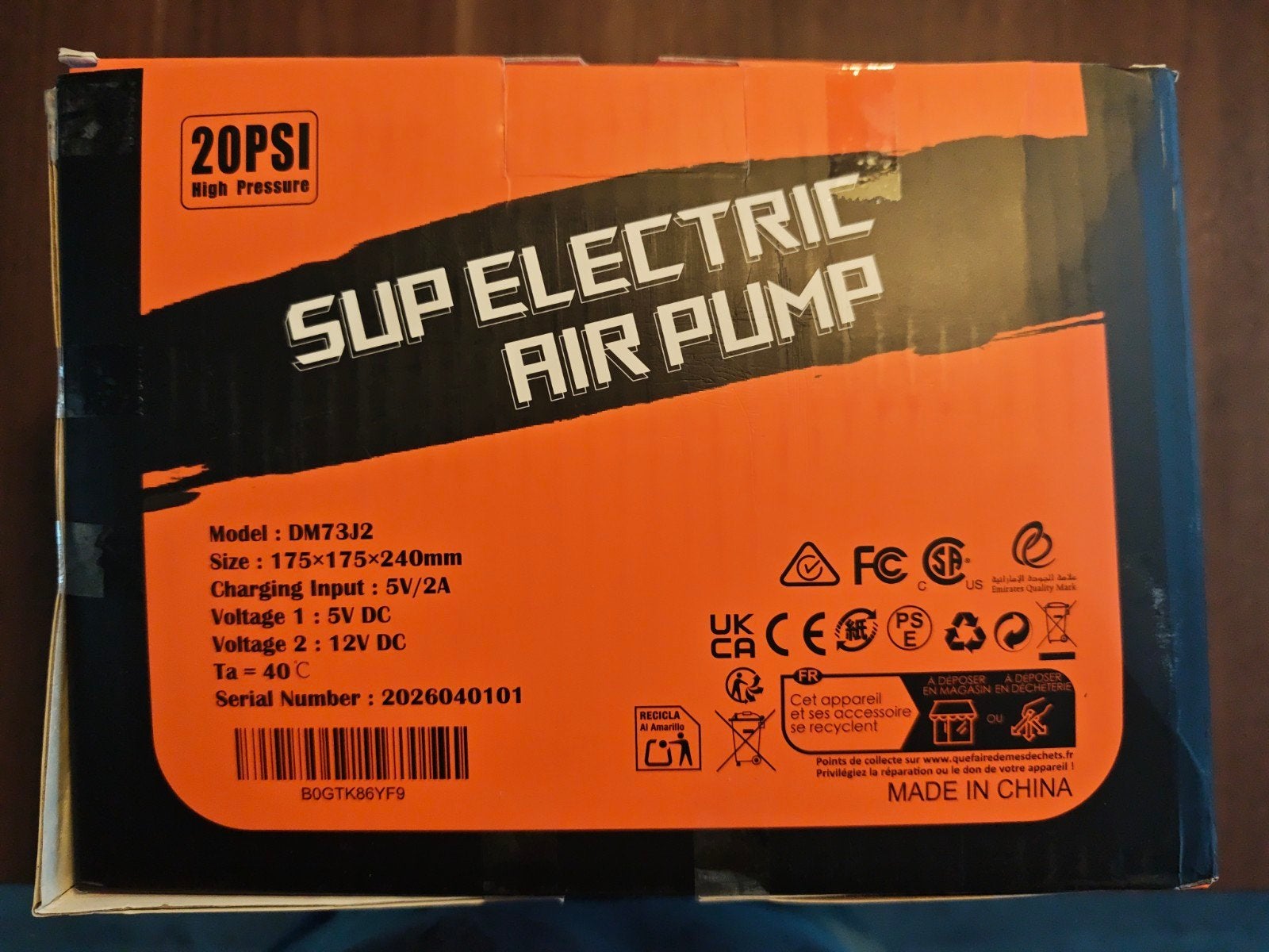 SUP Elektrische Luchtpomp DM73J2 - 20PSI Hoge Druk, Ophalen, Nieuw, Overige typen