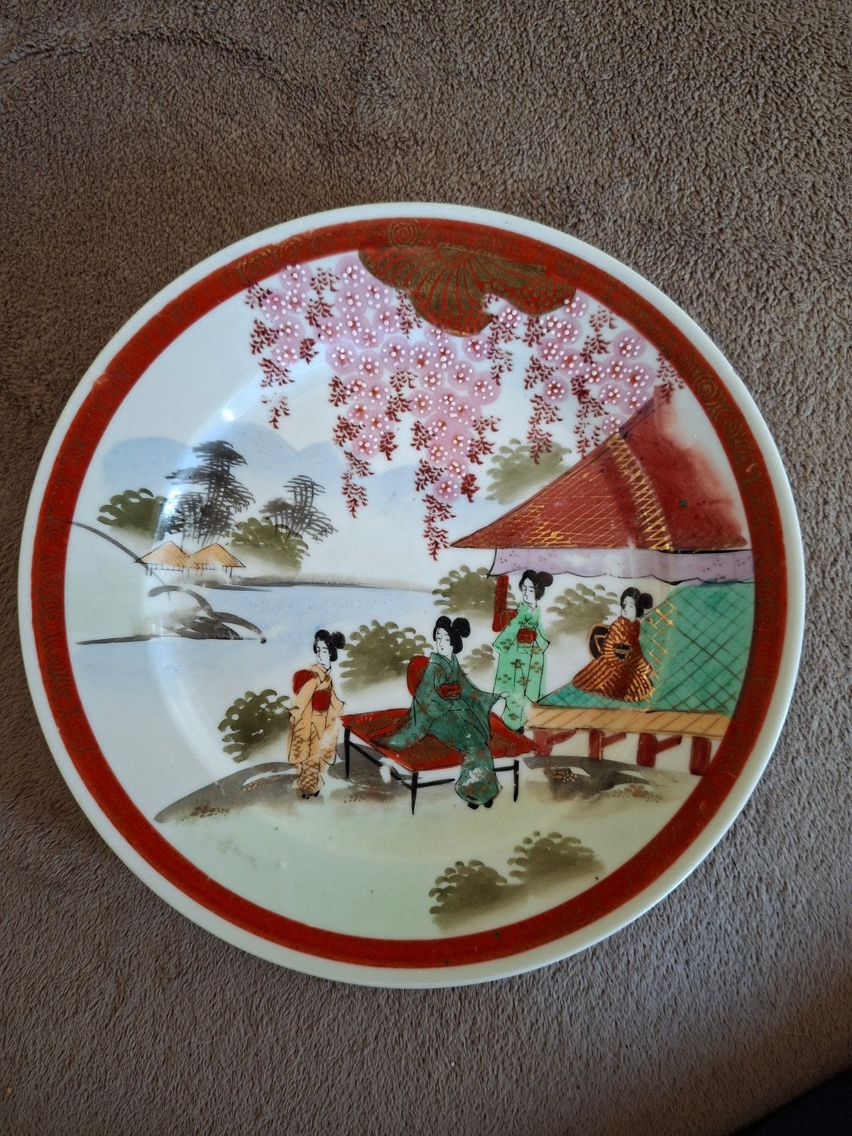 Japans Kutani porselein bord - GEISHA ware style - SAITO, Antiek en Kunst, Ophalen of Verzenden