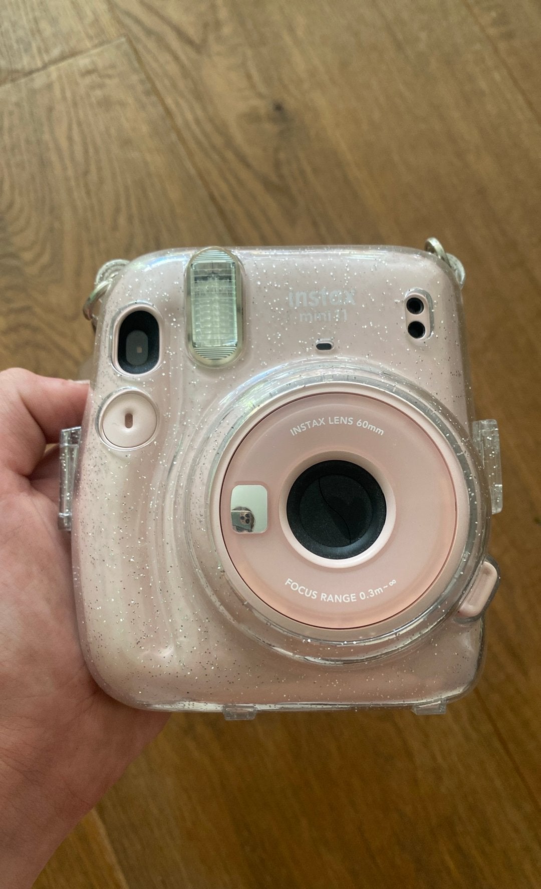 Instax Mini 11 Instant Camera - Roze met Glitter Case, Ingebouwde flitser, Instant camera, Ophalen of Verzenden, Zo goed als nieuw