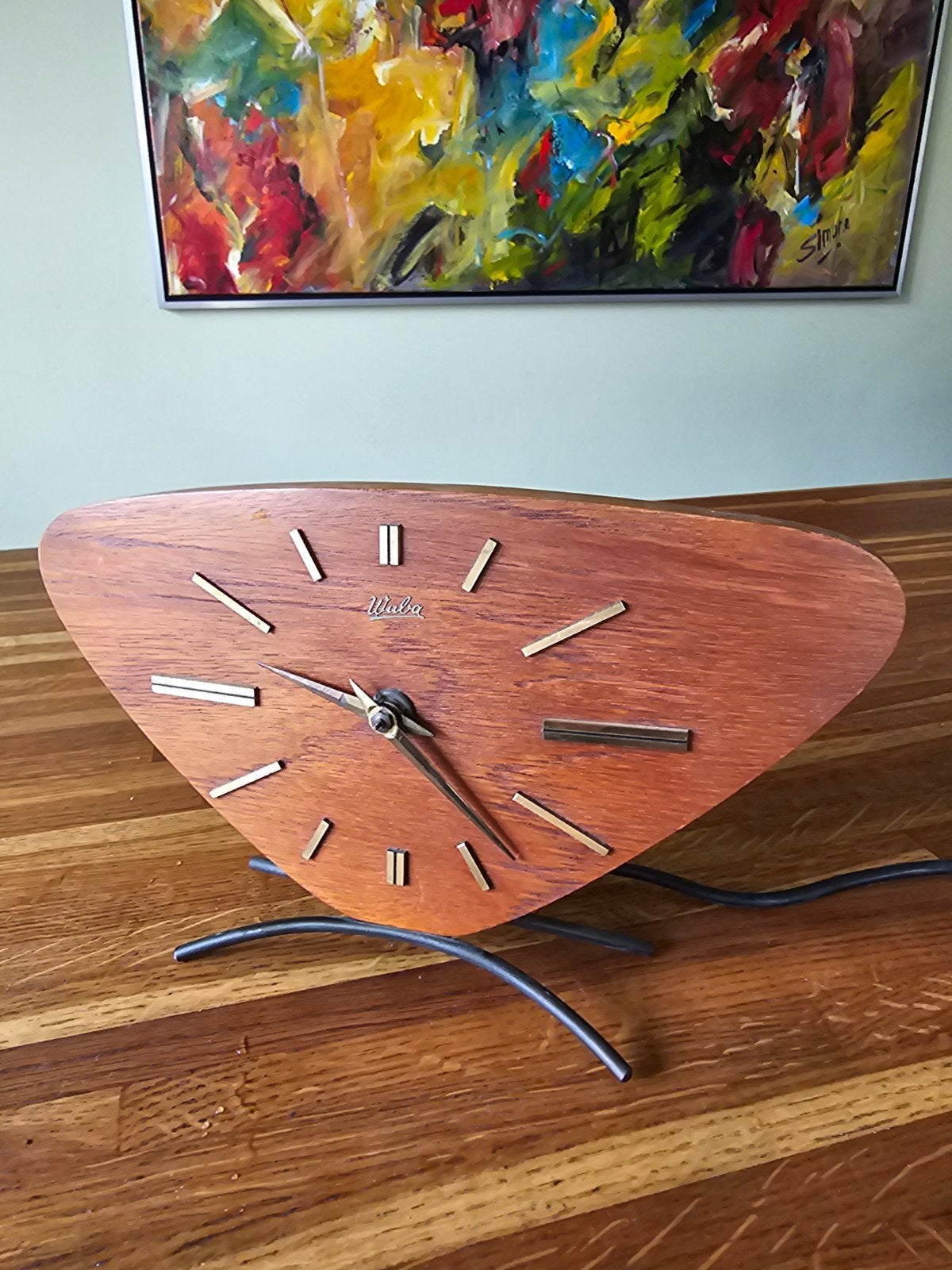 Vintage Wuba tafelklok - Mid-century modern design, Ophalen of Verzenden