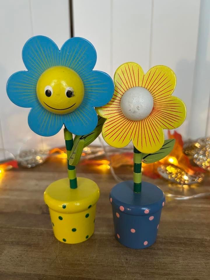 Bloemen drukfiguren, Kinderen en Baby's, Speelgoed | Houten speelgoed, Gebruikt, Overige typen, Ophalen of Verzenden