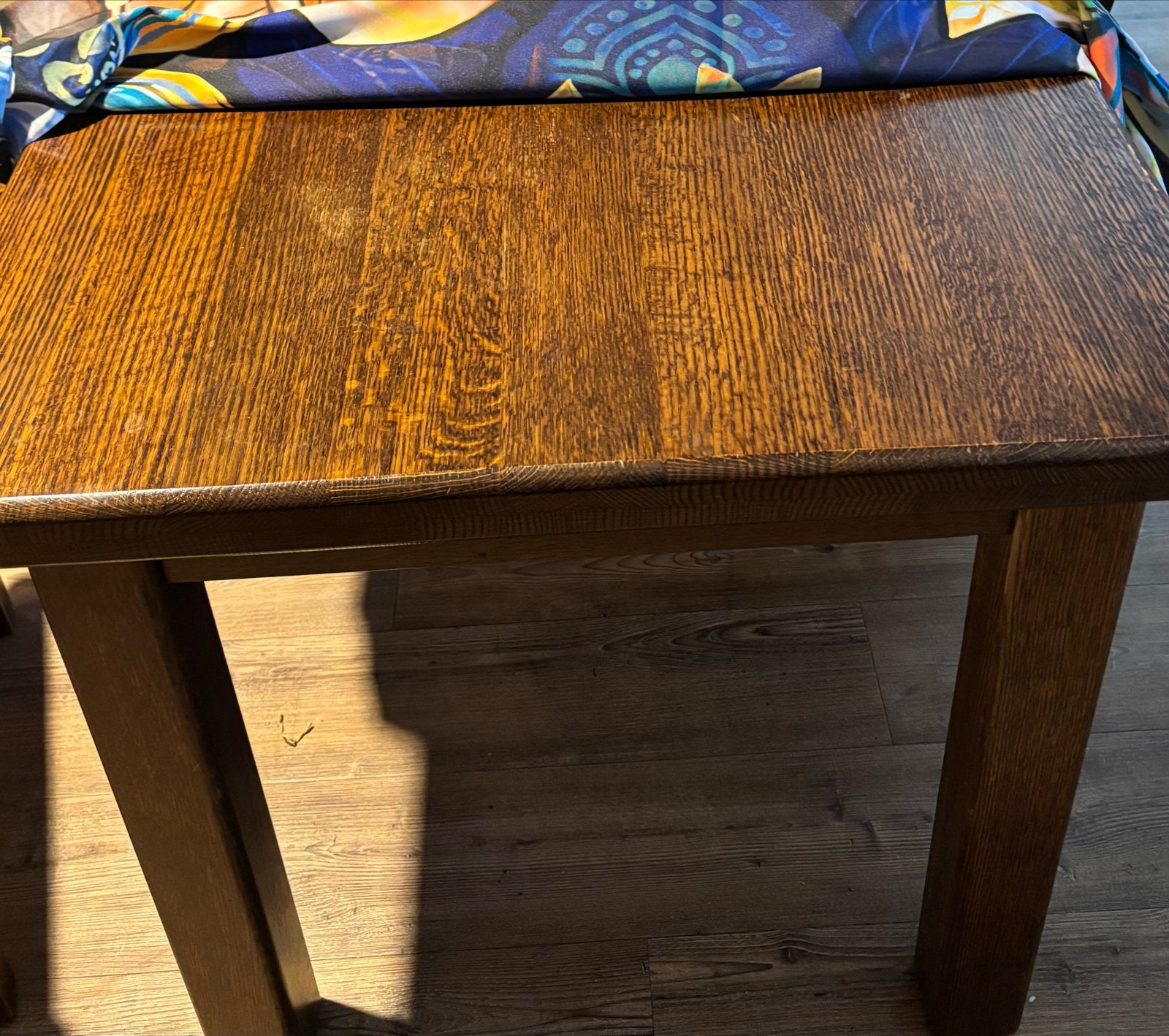 Eiken eettafel met 4 stoelen - opbrengst naar goed doel, Ophalen, Gebruikt, 100 tot 150 cm, Eikenhout