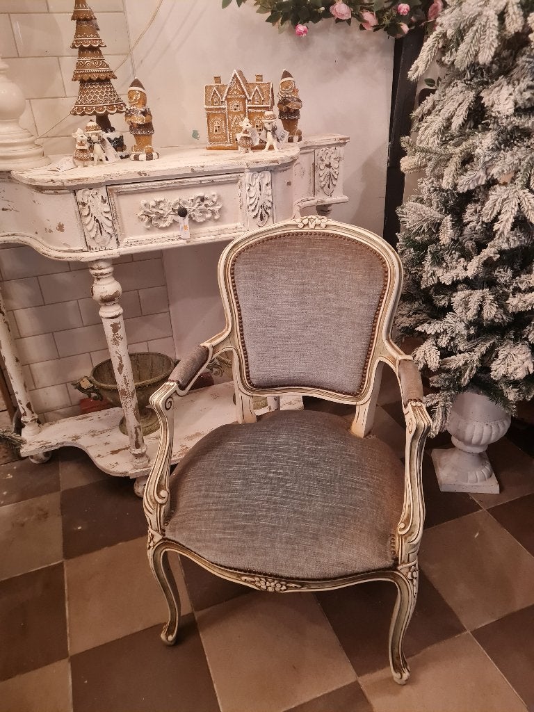 Vintage barokke stoel, Ophalen, Blauw, Belle Vieille Brocante, Zo goed als nieuw