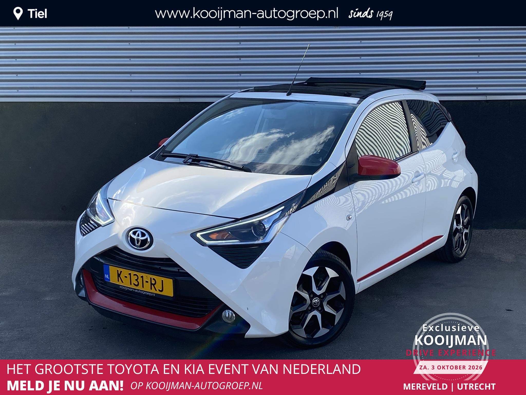 Toyota Aygo 1.0 VVT-i x-joy cabrio Sportieve auto met rode a, Voorwielaandrijving, Stof, Gebruikt, Euro 6
