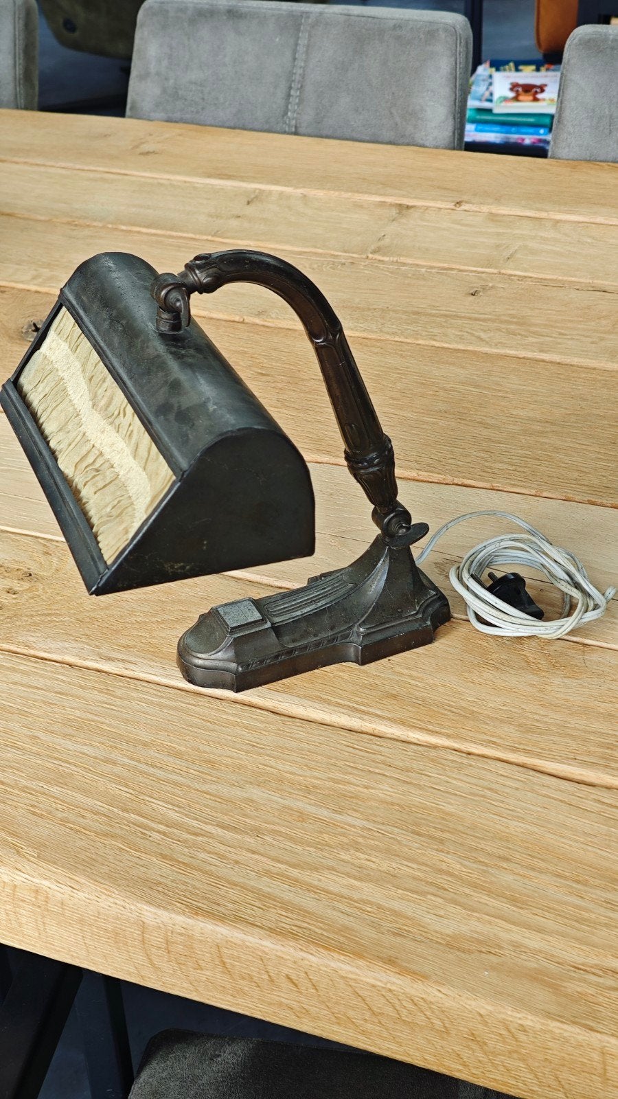 Antieke gietijzeren bureau / pianolamp, Ophalen of Verzenden