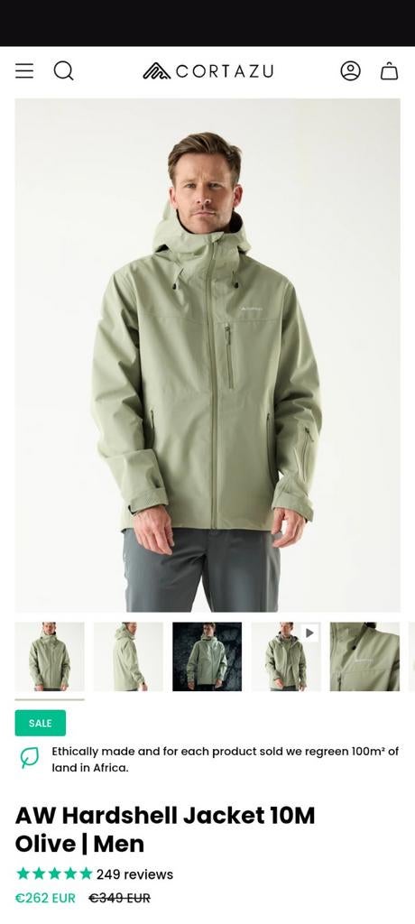 AW Hardshell Jas 10M Olijf | Heren, maat M, Maat 48/50 (M), Nieuw, Ophalen of Verzenden, CORTAZU