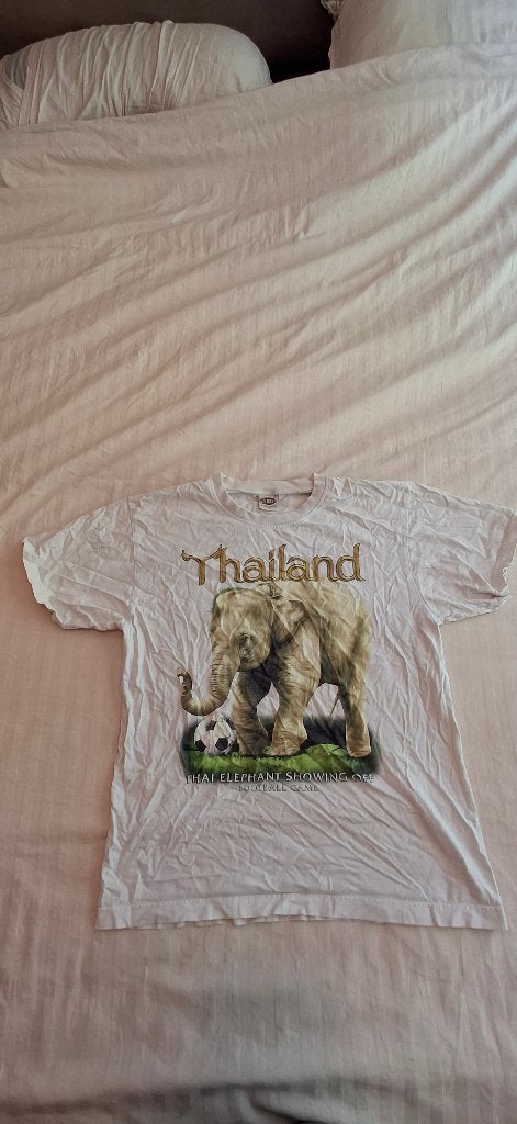 Vintage Thailand t-shirt L, Wit, Ophalen of Verzenden, Gedragen, Joligolf