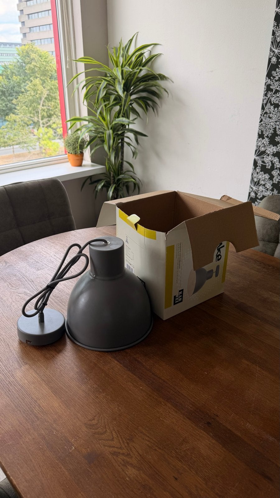 Ymke hanglamp Karwei - Grijs, Huis en Inrichting, Ophalen, Zo goed als nieuw, Metaal, E27 (groot)