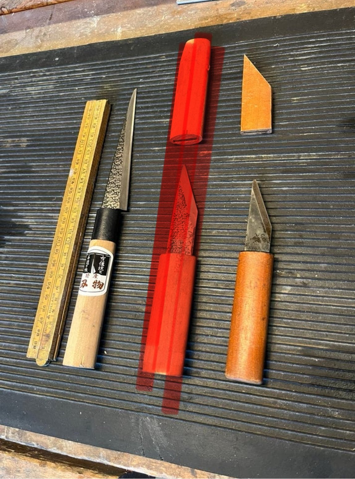 3 Japanse Kiridashi messen – handgesmeed / houtsnijmessen, Verzenden, Gebruikt