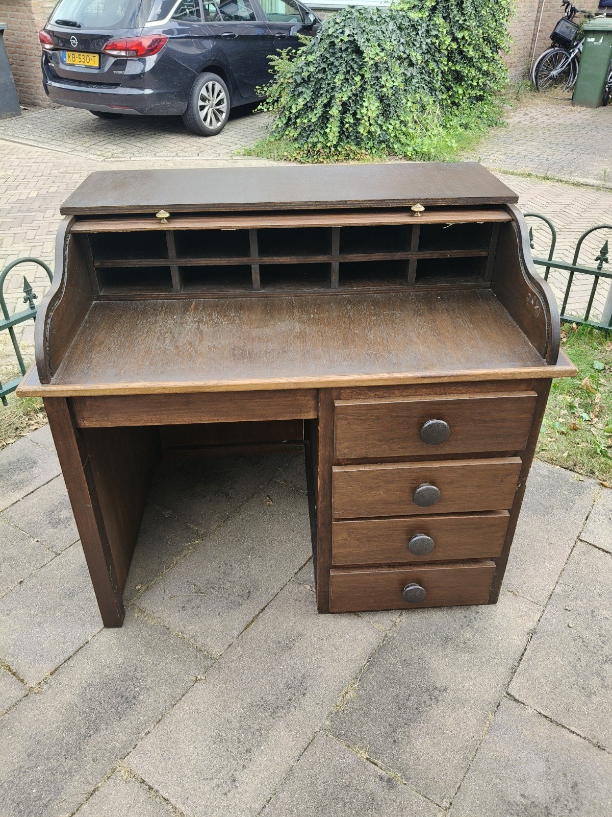 Vintage Secretaire met Rolklep, Huis en Inrichting, Ophalen, Gebruikt, Vintage, Klassiek