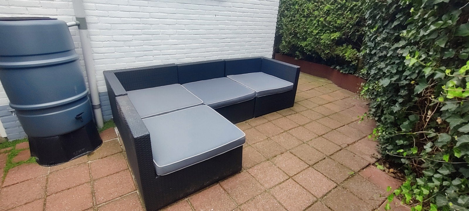 Zwarte  Loungeset met Grijze Kussens