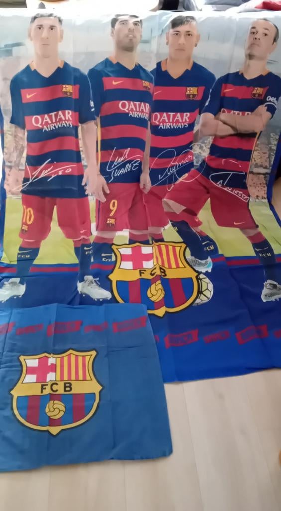 Dekbedovertrek 1-persoons Barcelona en Messi schilderij, Ophalen, Gebruikt, Jongetje of Meisje, Dekbedovertrek