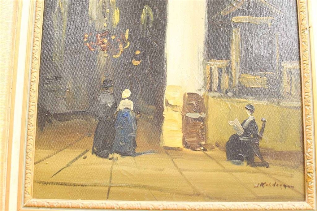 Schilderij van een hal in de kerk 49429, Ophalen of Verzenden, Gebruikt, Schilderij