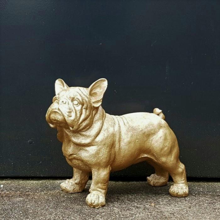 Gouden bulldog beeld voor binnen/buiten, Ophalen of Verzenden, Nieuw, Kunststof
