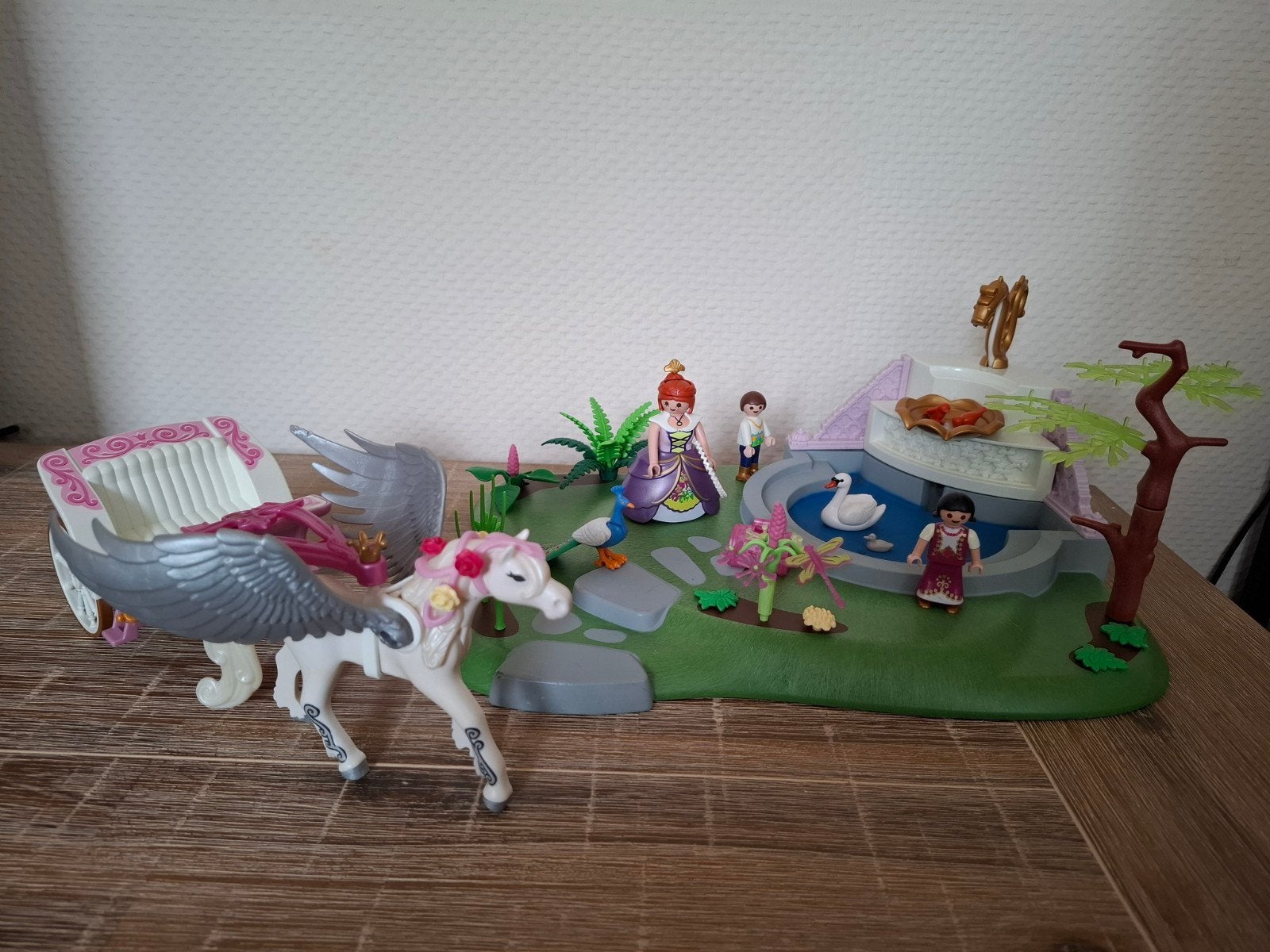Playmobil water fontein met prinsessen, koets, Pegasus paard, Ophalen of Verzenden