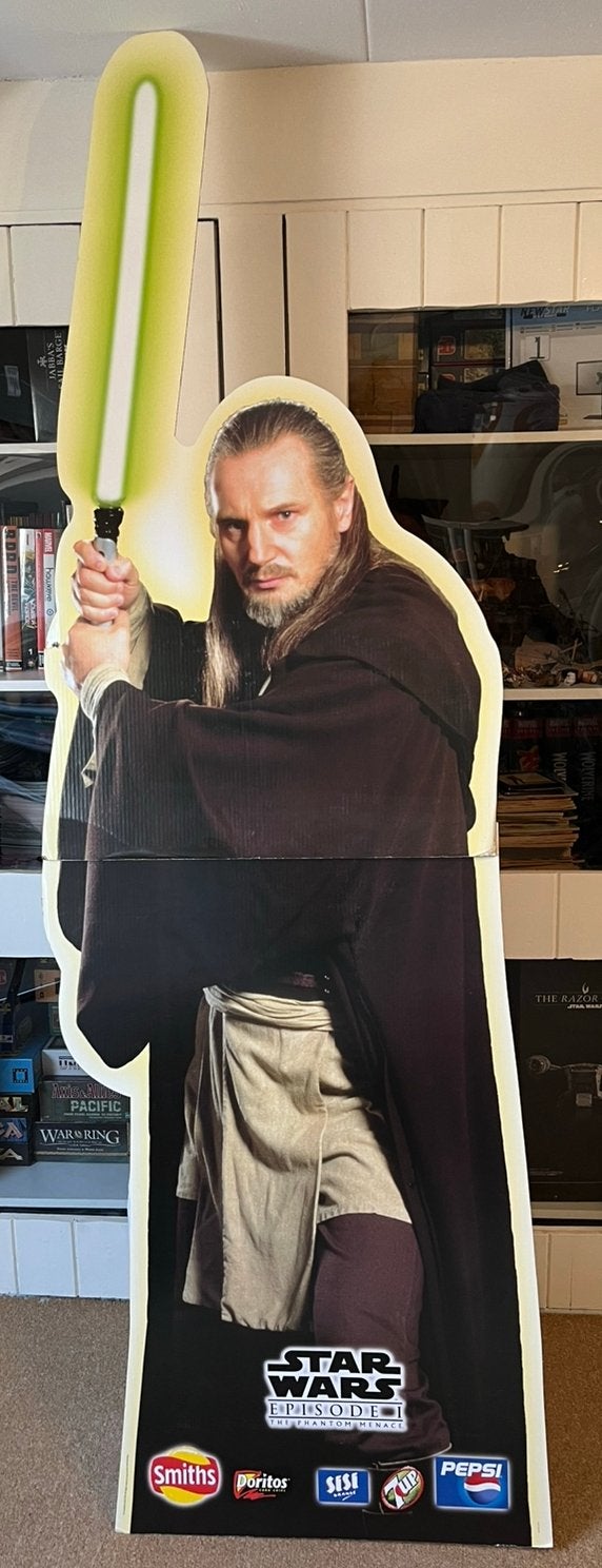 Star Wars lifesize promo Qui-gon cardboard cutout standee, Ophalen