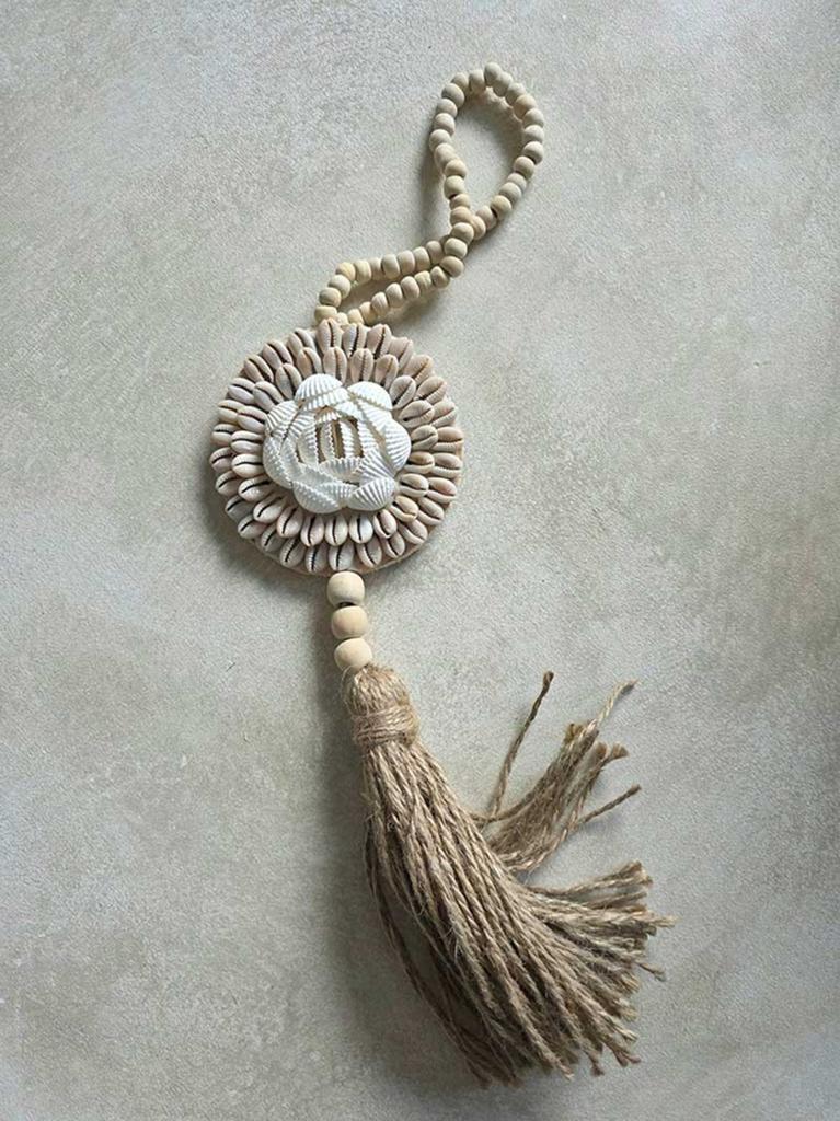 Schelpen decoratie hanger Sari 1 uit Bali, Ophalen, Overige materialen, Bruin, Tropical home