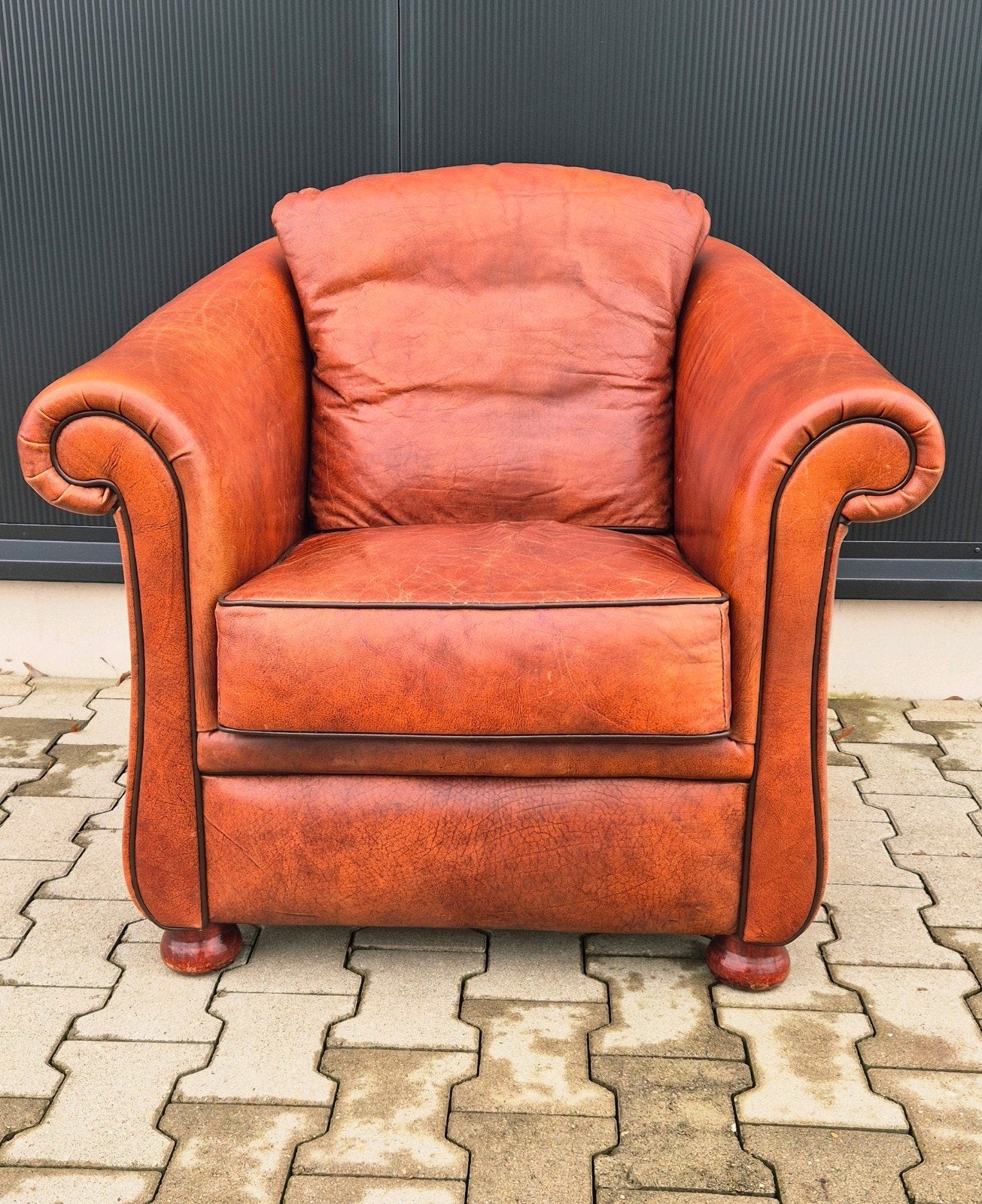 Runderleren fauteuil, Ophalen of Verzenden