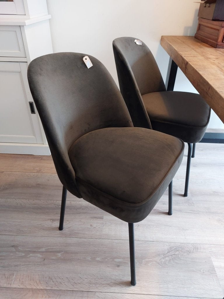 2x Eetkamerstoel BePure Vogue WOOOD - fluweel design, Twee, Overige kleuren, Ophalen of Verzenden, Zo goed als nieuw