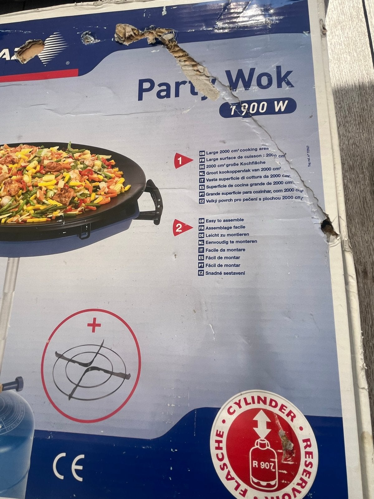 Campingaz Party Wok 1900W - Gas Wokset met 2000 cm² kookoppe, Ophalen, Zo goed als nieuw