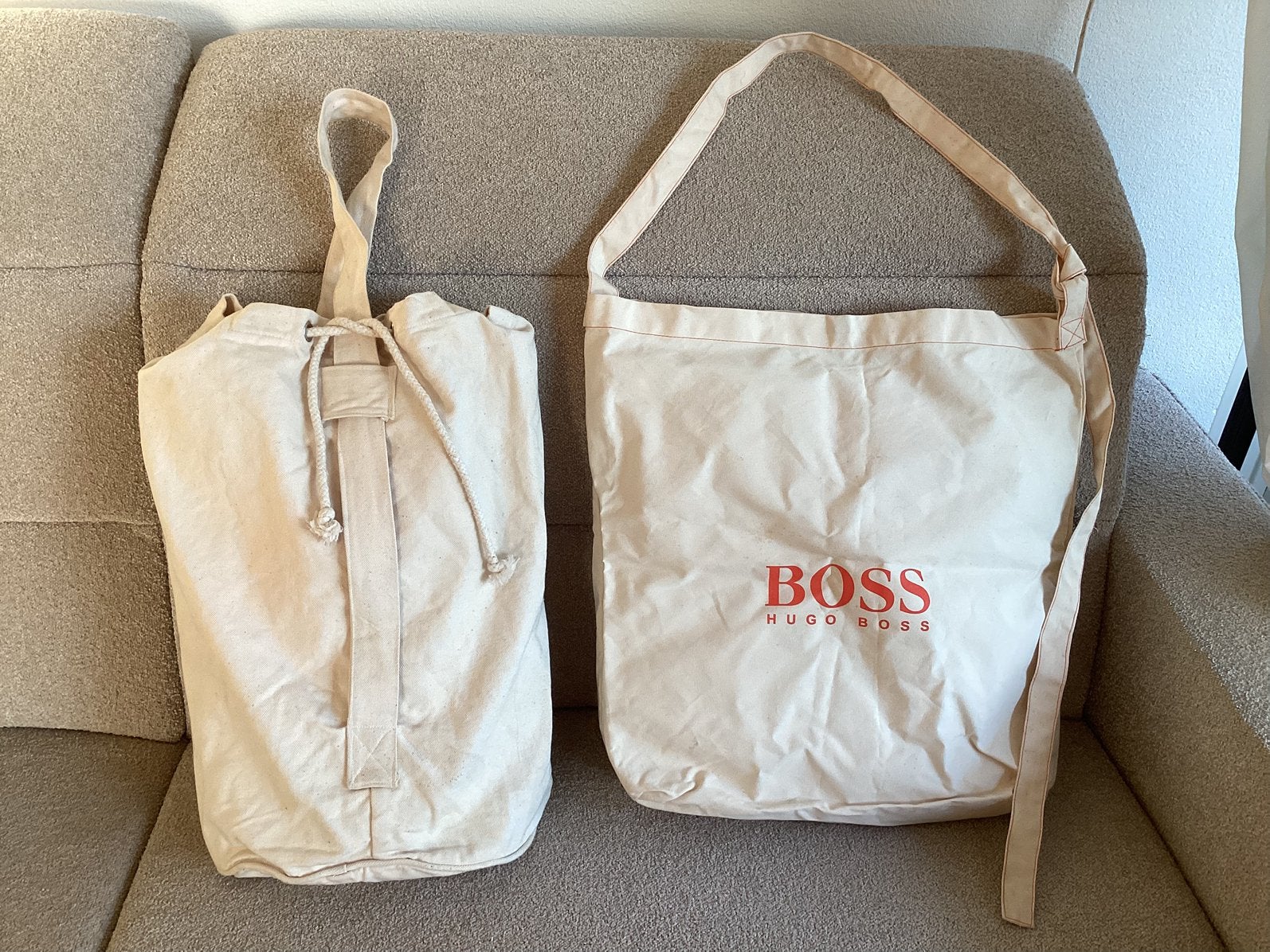 Grote canvas shopper/sport/strand/weekendtas van HUGO BOSS, Ophalen of Verzenden, Nieuw, Shopper