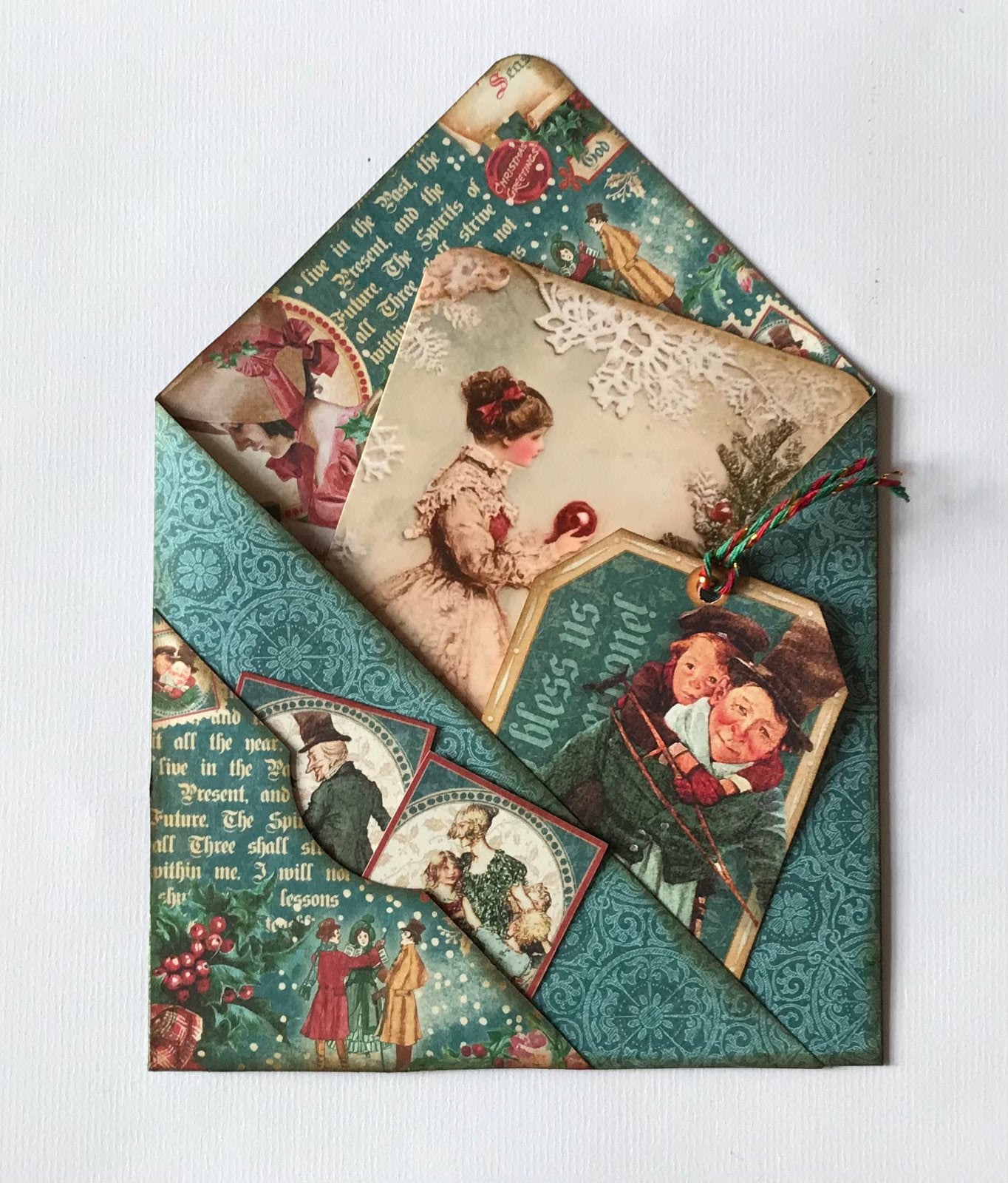 Scrapbook/Junkjournal kerst enveloppe pocket … nostalgisch, Hobby en Vrije tijd, Scrapbooking, Ophalen of Verzenden, Nieuw