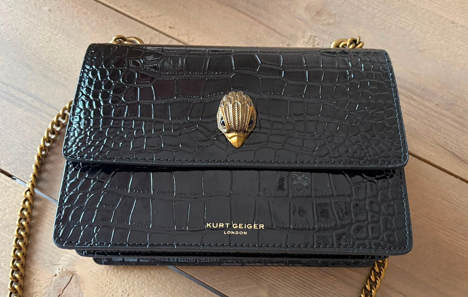 Kurt Geiger leren tas, Sieraden, Tassen en Uiterlijk, Tassen | Damestassen, Ophalen of Verzenden, Zo goed als nieuw, Zwart, Handtas