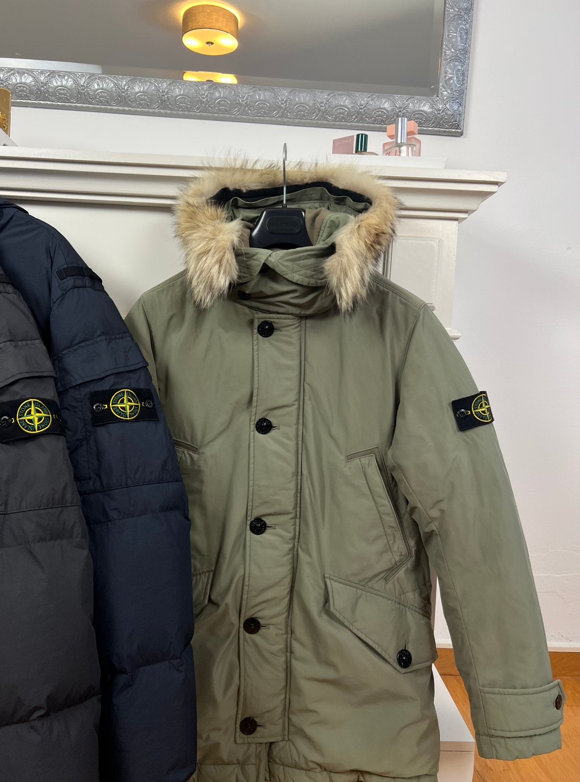 Stone Island | Micro Reps Down Parka | Khaki Green | Size M, Ophalen of Verzenden, Zo goed als nieuw, Maat 48/50 (M), Groen