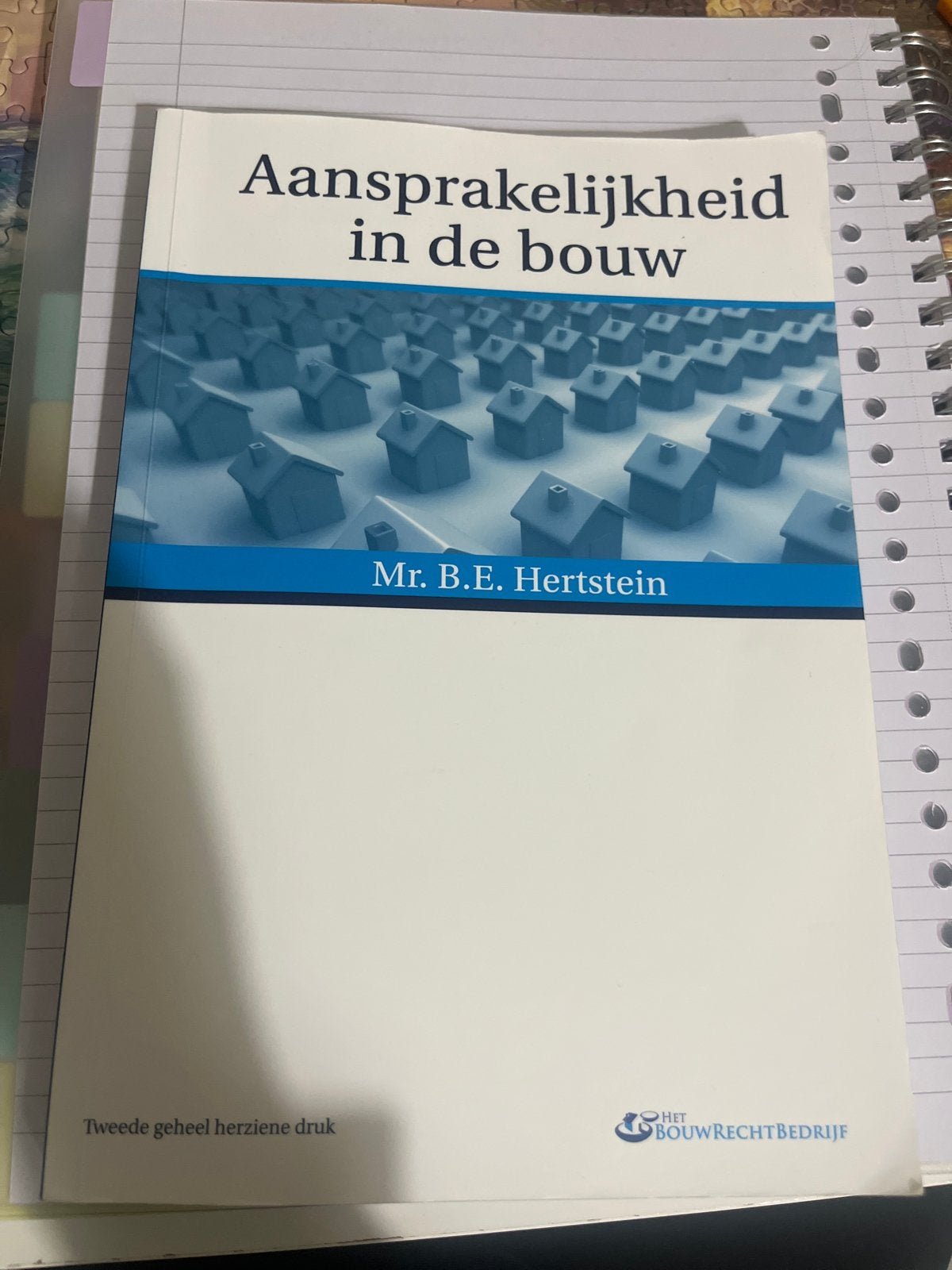 Aansprakelijkheid in de bouw - Mr. B.E. Hertstein, Boeken, Ophalen of Verzenden, Gamma, Zo goed als nieuw, HBO